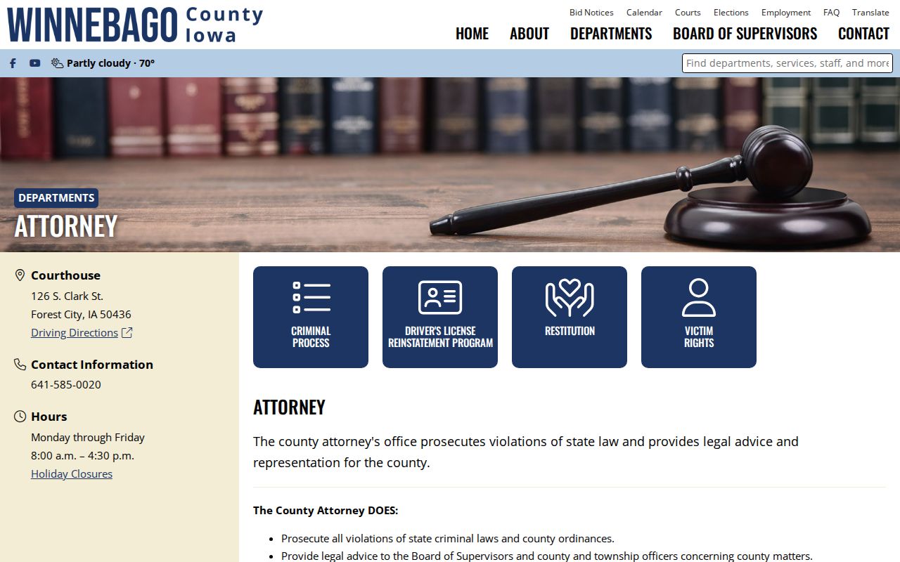 Winnebago County attorney role after an arrest record