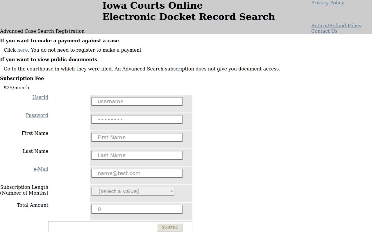 Winnebago County criminal court advanced search registration