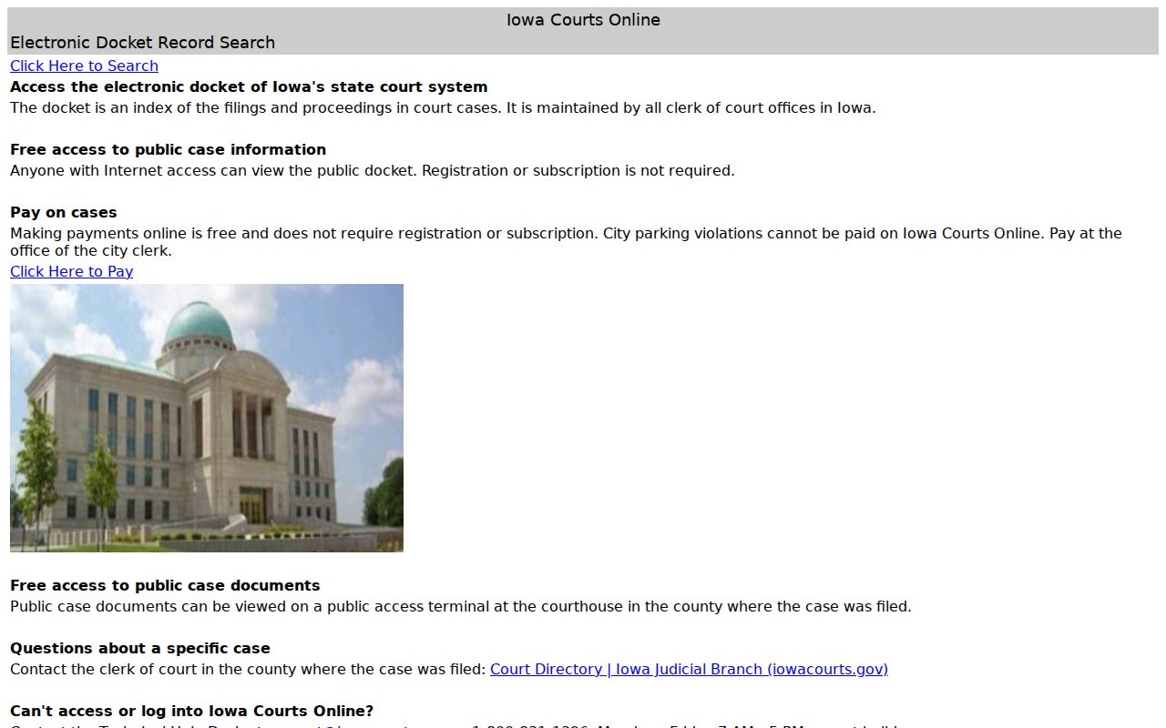 Winnebago County criminal case search in Iowa Courts Online