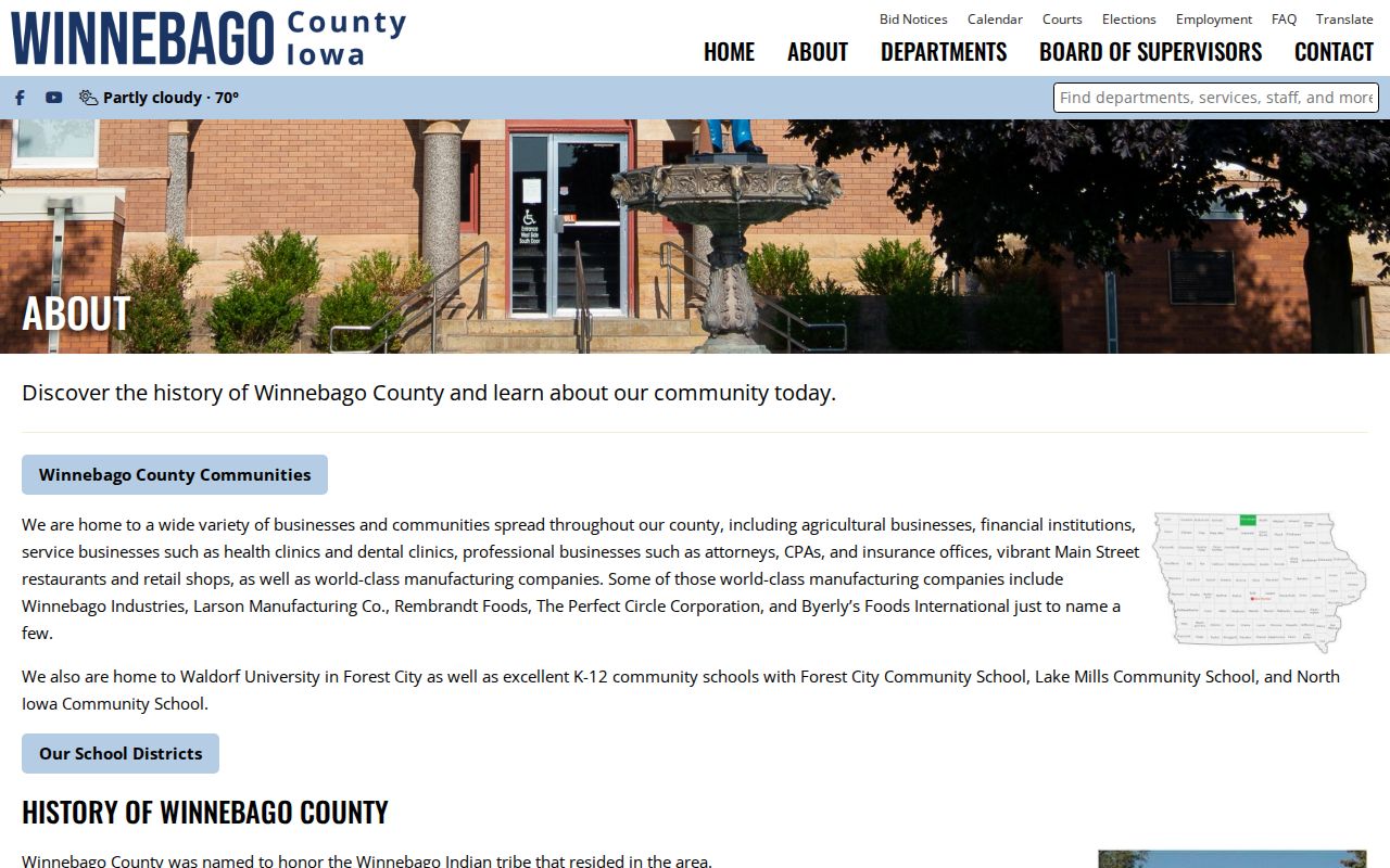 Historic Winnebago County Courthouse where the District Court clerk keeps case files