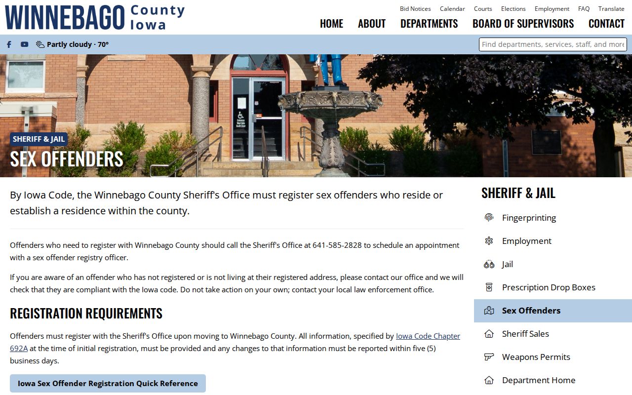 Winnebago County sheriff sex offender registration information