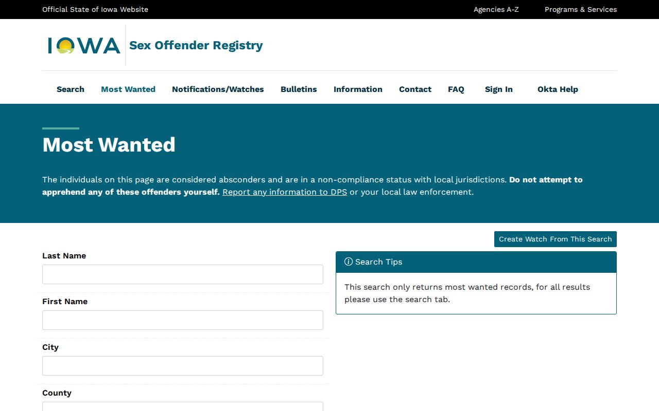 Winnebago County sex offender noncompliance search information